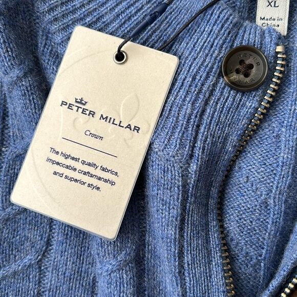 Peter Millar  Baby Wool / Cashmere Cable Quarter-Zip Sweater Size XL NWT - Picture 12 of 12